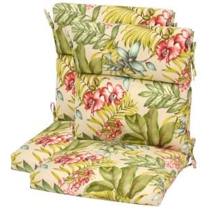 Plantation Patterns Santa Cruz Tropical High Back Outdoor Chair Cushion (2 Pack) DISCONTINUED 7718 02220400