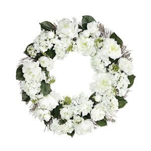 Home Decorators Collection 24 in. D White and Green Peony and Hydrangea Wreath DISCONTINUED 0432810410