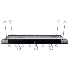 27.4 in. x 14 in. x 2.2 in. Hanging Pot Rack in Stainless Steel CW6007