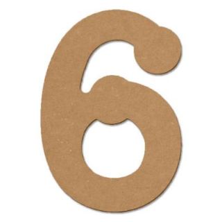 Design Craft MIllworks 8 in. MDF Bubble Wood Number (6) 47282