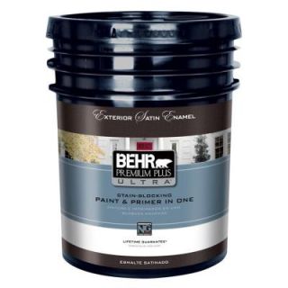 BEHR Premium Plus Ultra 5 gal. Medium Base Satin Enamel Exterior Paint 985405