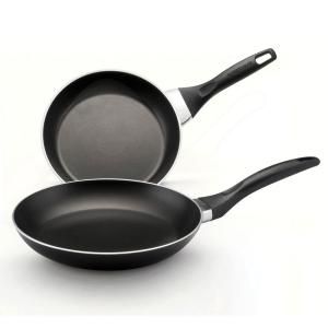 Farberware Twin Pack 8 in.x10 in. Open Shallow Skillets (Black) 21441