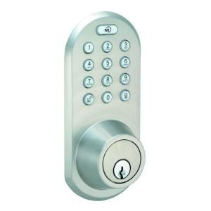 Morning Industry Single Cylinder Satin Nickel Touch Pad and Remote Electronic Deadbolt QF 01SN