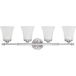 Glomar 4 Light Vanity Fixture with Frosted Etched Glass Finished in Polished Chrome HD 4264