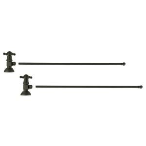 3/8 in. O.D x 20 in. Brass Rigid Lavatory Supply Lines with Cross Handle Shutoff Valves in Oil Rubbed Bronze I304 ORB