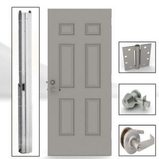L.I.F Industries 30 in. x 80 in. 6 Panel Gray Left Hand Security Door Unit with Knockdown Frame UKSP3080L