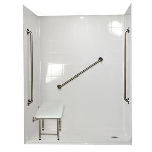 Ella Standard Plus 36 37 in. x 60 in. x 78 in. Barrier Free Roll In Shower Kit in White with Right Drain 6036 BF 5P 1.0 R WH SP36