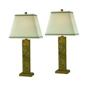 Kenroy Home Botanica 27 in. Two Pack Toffee Table Lamp Set 21096TOF