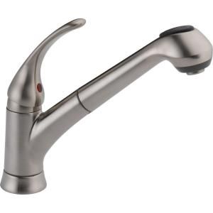 Delta Foundations Single Handle Pull Out Sprayer Kitchen Faucet in Stainless B4310LF SS