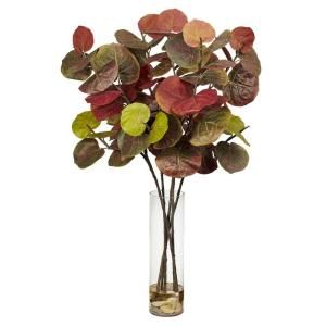 49.0 in. H Assorted Giant Sea Grape Leaf with Cylinder Silk Plant 6698
