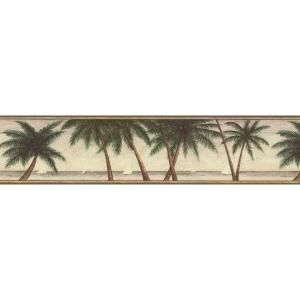 The Wallpaper Company 6.75 in. x 15 ft. Green Palm Tree Border WC1280508