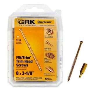 GRK Fasteners 8 x 3 1/8 in. FIN/Trim Head Screw (100 Pack) 119734