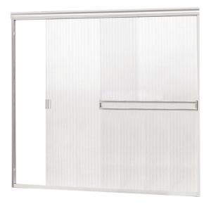 59 1/8 in. x 58 in. Frameless Tub Door in Bright Clear with Flute Glass and Architechtural Header 2000