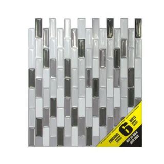 Smart Tiles 9 1/8 in. x 10 1/4 in. Multi Colored Metallic Mosaic Adhesive Decorative Wall Tile (6 Pack) SM1030 6