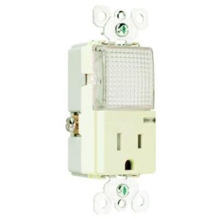 Pass & Seymour Decorator 15 Amp 125 Volt Combination Hallway Light & Combo Outlet   Light Almond TM8HWLTRLACC6