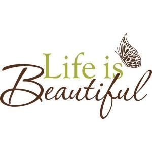 WallPOPs 3.5 in. x 2 in. Life Is Beautiful Quote Wall Decal WPQ96853