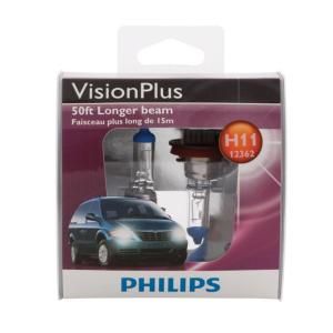 Philips Visionplus 12362/H11 Headlight Bulb (2 Pack) 12362VPS2