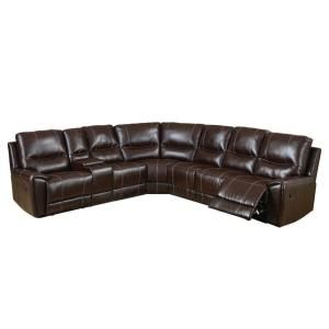 Furniture of America Keystone Brown Bonded Leather Sectional CM6559