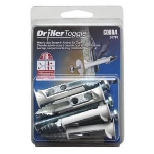 Cobra Anchors 1/4 in. x 3 in. Zinc Plated Driller Toggles (4 Pack) 367R