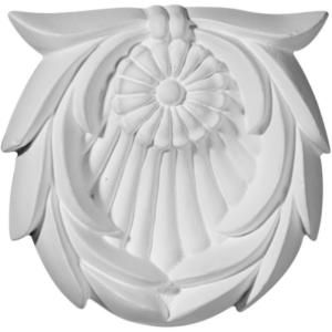 Ekena 3 1/8 in. x 5/8 in. x 3 1/8 in. Shell with Leaves Rosette ROS03X03X01SH