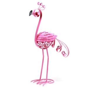 Exhart Small 21 in. Filigree Flamingo Statue with Feathers 53266