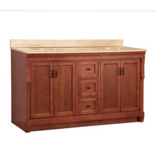 Foremost Naples 61 in. W x 22 in. D Double Sink Vanity in Warm Cinnamon and Vanity Top with Stone effects in Oasis NACASEO6122D
