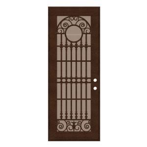 Unique Home Designs Spaniard 36 in. x 96 in. Copper Left Hand Surface Mount Aluminum Security Door with Desert Sand Perforated Screen 1S2029EM2CCP3A
