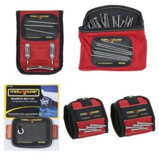 MagnoGrip 5 Pack Magnetic Tool Holder Set with 2 Wristbands, 1 Belt Clip, 1 Hammer Holster and 1 Clip On Pouch 571 185