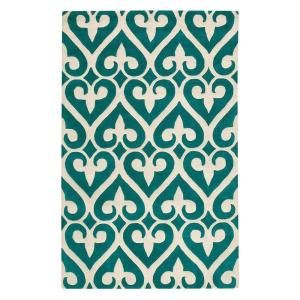 Home Decorators Collection Spades Teal and Cream 8 ft. x 11 ft. Area Rug 1324030330