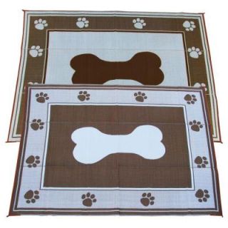 Fireside Patio Mats Doggy Chocolate 9 ft. x 12 ft. Polypropylene Indoor/Outdoor Reversible Patio/RV Mat 2045_9x12_Doggy_Choc