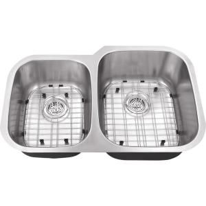 Schon All in one Undermount Stainless Steel 32x20 3/4x9 0 Hole Double Bowl Kitchen Sink SC4060RV18