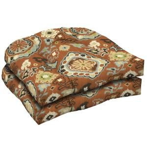 Hampton Bay Fontina Spice Tufted Outdoor Seat Pad (2 Pack) DISCONTINUED AD18398B 9D2