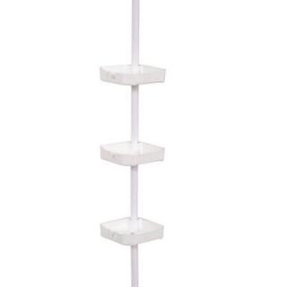 Zenith Tub and Shower Tension Pole Caddy, 3 Shelf in White 371W