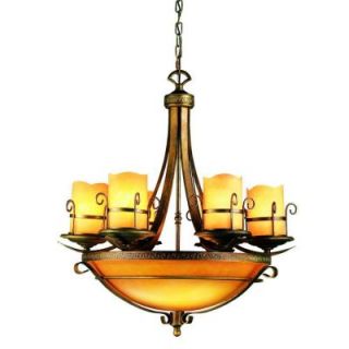 Eurofase Rustico Collection 9 Light 101 in. Antique Gold Chandelier 14578 014
