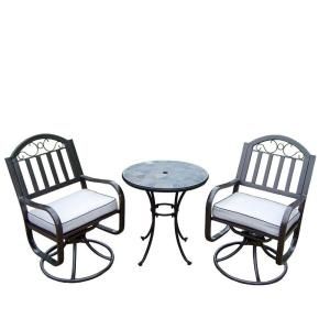 Oakland Living Stone Art Rochester 3 Piece 26 in. Swivel Patio Bistro Set with Cushions 77103 6128 5 CF