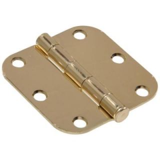 The Hillman Group 3 in. Brass Residential Door Hinge with 5/8 in. Round Corner Removable Pin Full Mortise (9 Pack) 852801.0