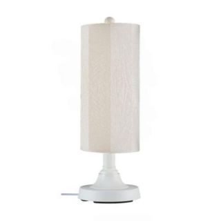 Patio Living Concepts Coronado 15 in. Outdoor White Table Lamp with Canvas Linen Cylinder Shade 21281