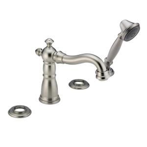 Delta Victorian 2 Handle Deck Mount Roman Tub and Shower Faucet Trim Kit Only in Stainless Steel (Valve Not Included) T4755 SSLHP