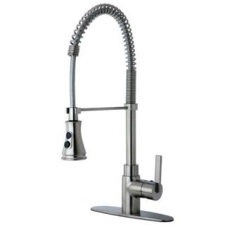 Kingston Brass Single Handle Spring Spout Kitchen Faucet in Satin Nickel HGS8878CTL