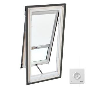 VELUX 21 in. x 26 7/8 in. Venting Deck Mount Skylight with Tempered LowE3 Glass and White Solar Powered Blackout Blind VS C01 2005DS00