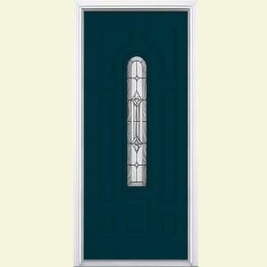 Masonite Providence Center Arch Painted Smooth Fiberglass Entry Door with Brickmold 30742