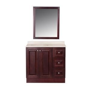 Glacier Bay Northwood 36 in. Vanity in Dark Cherry with Composite Vanity Top in Maui and Matching Mirror NW36P3COM DC