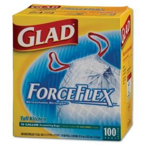 Glad 13 gal. Drawstring ForceFlex Tall White Kitchen Bag (100 Count) CLO 70427