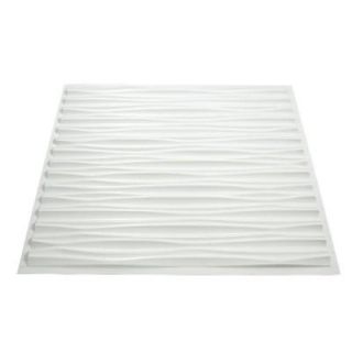 Fasade Dunes Horizontal 2 ft. x 2 ft. Gloss White Glue up Ceiling Tile G75 00