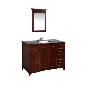 Simpli Home Yorkville 48 in. Vanity in Walnut Brown with Granite Vanity Top in Black and Undermounted Oval Sink NL YORKVILLE WN 48 2A