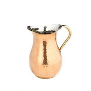 Old Dutch 2.25 qt. Decor Copper Hammered Water Pitcher with Brass Ice Guard and Handle 808