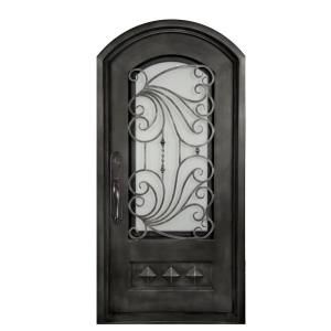 Iron Doors Unlimited Mara Marea 3/4 Lite Painted Silver Pewter Decorative Wrought Iron Entry Door IM4098REPS
