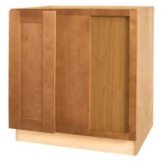 Home Decorators Collection 30x34.5x24 Assembled Base Blind Corner Right Cabinet with Full Height Door in Hargrove Cinnamon BBCU39R HCN