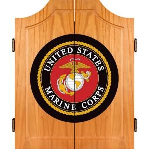 Trademark Wood Finish Dart Cabinet Set   United States Marine Corps USMC7000 B