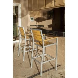 Ivy Terrace Basics Textured Silver 2 Piece Patio Bar Arm Chair Set with All Weather PS Slats IVS115 1 11NT